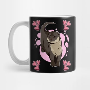 Sea Otter Pink Heart Design Otter Mug